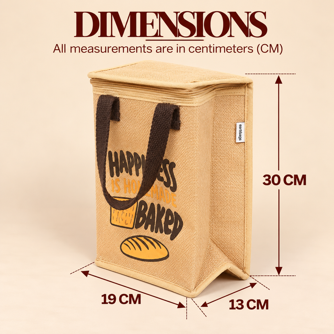 Insulated Jute Lunch Bag, Freshly Baked Print, View 6