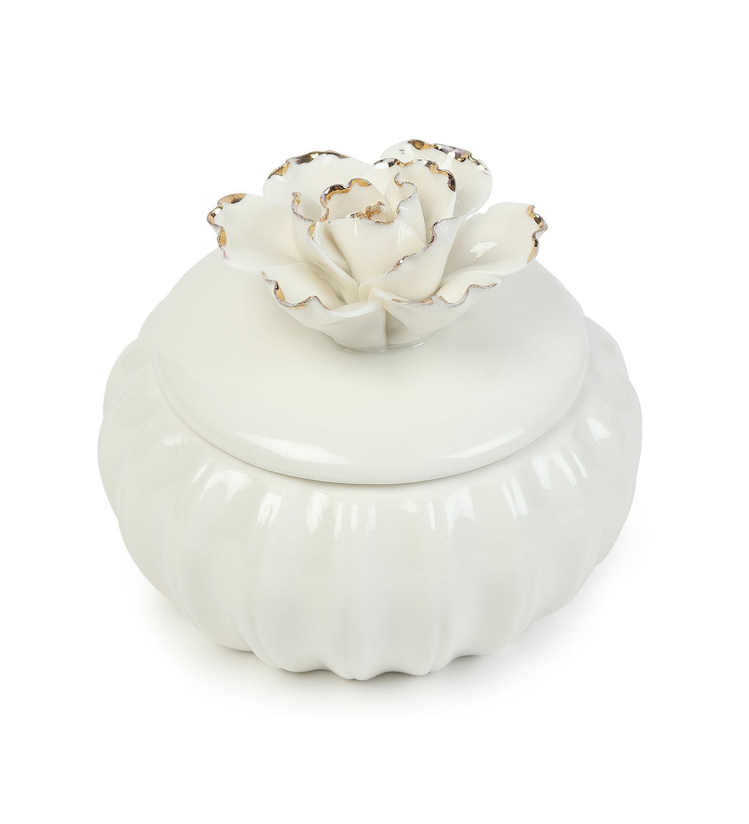 Ivory Blossom Sculpted Porcelain Trinket Box view 4