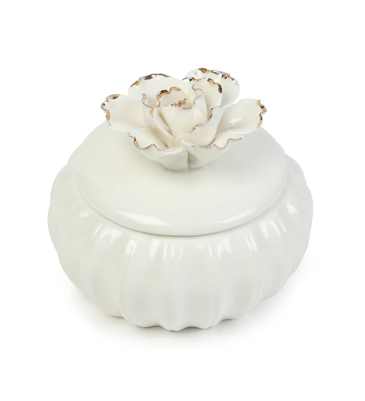 Ivory Blossom Sculpted Porcelain Trinket Box view 4