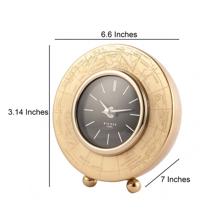 Expobazaar World Gold Aluminium Table Clock