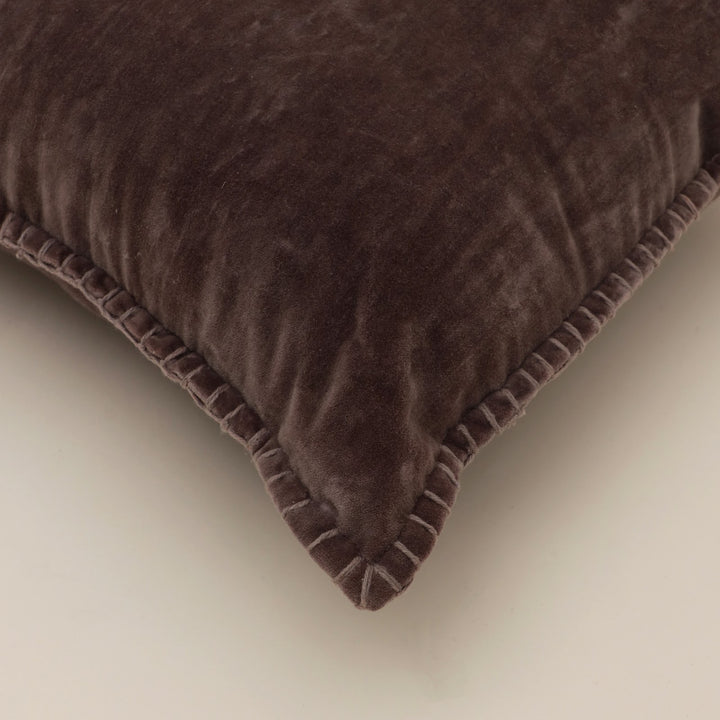 Tobacco Velvet Blanket Stitch Cushion, View 3