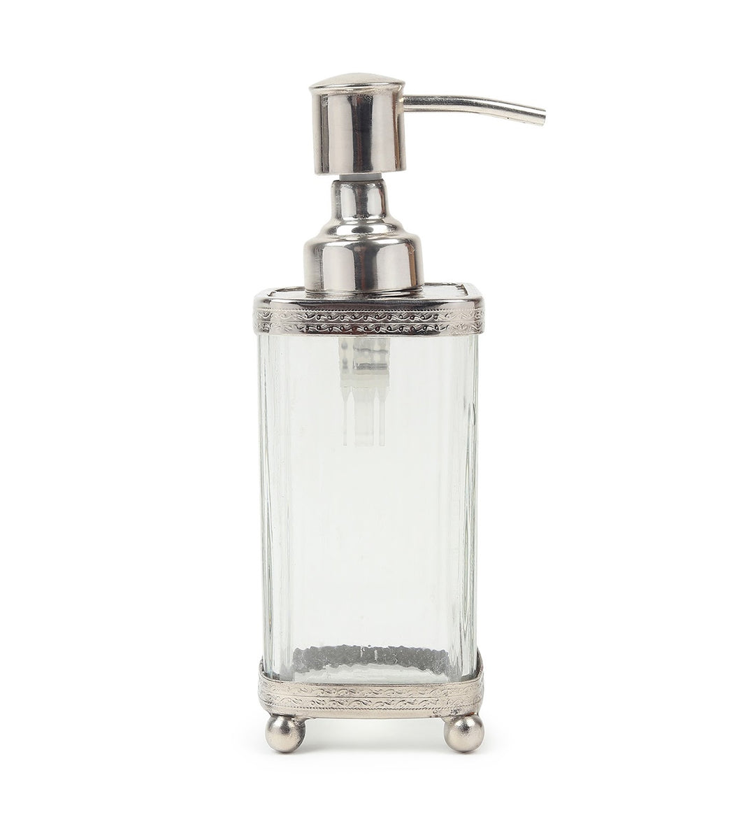 Elio Sculpted Glass Soap Dispenser with Metal Accents view 4