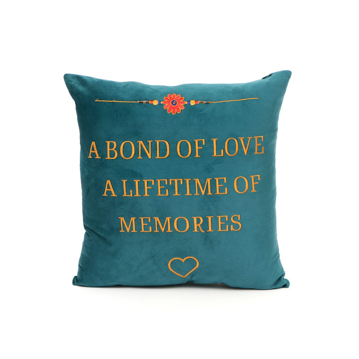 Sibling Quote Velvet Cushion 41 x 41 cm, Bond of Love