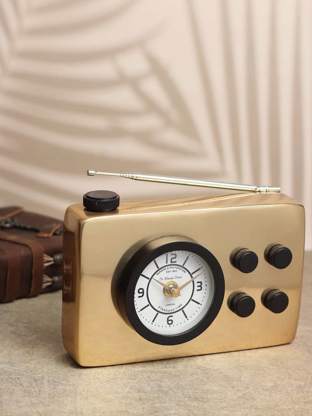 Expobazaar Broadcaster Table Clock in Gold
