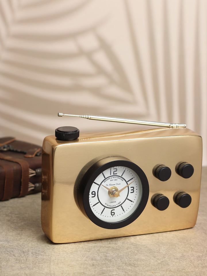 Expobazaar Broadcaster Table Clock in Gold