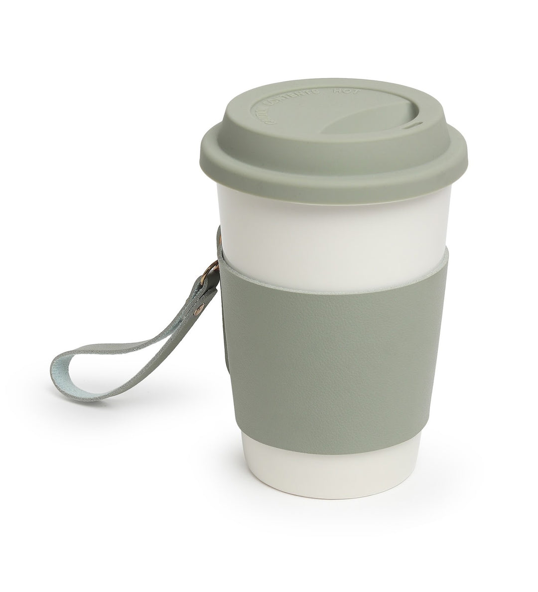 Brewster Ceramic Coffee Tumbler with Leather Wrap Green view 5
