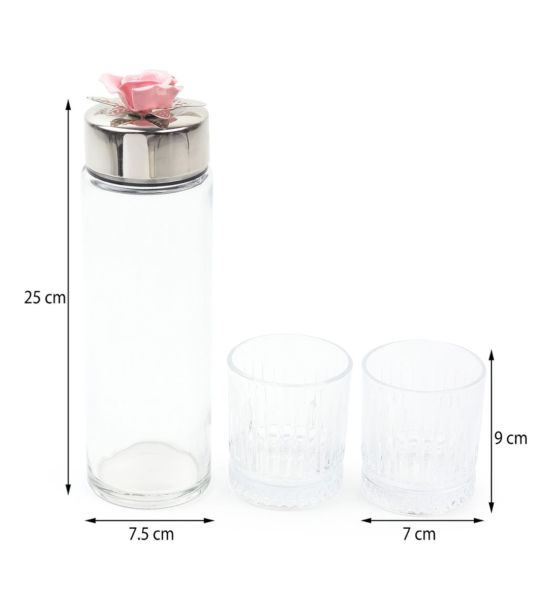 Petal Eclat Glass Water Bottle and Glass Set Pink view 3