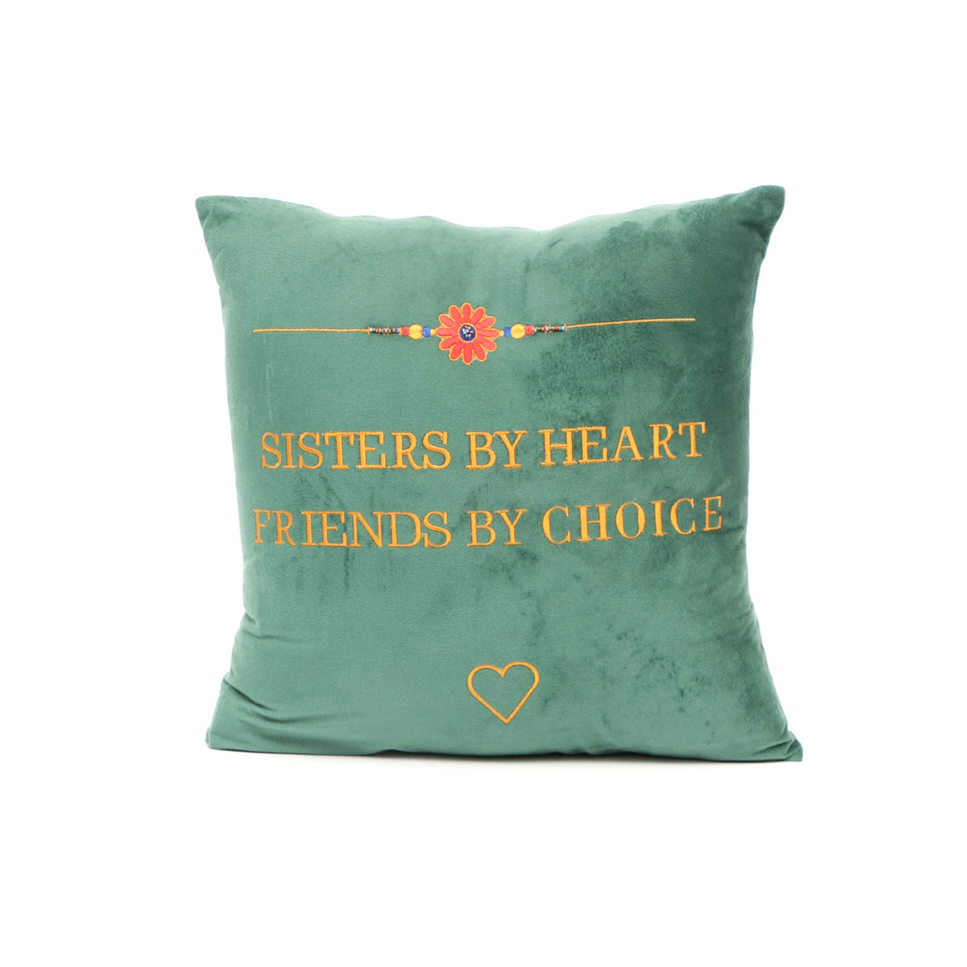 Sibling Quote Velvet Cushion 41 x 41 cm, Sister By Heart