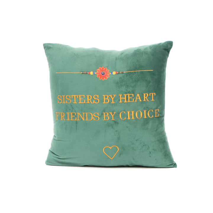 Sibling Quote Velvet Cushion 41 x 41 cm, Sister By Heart