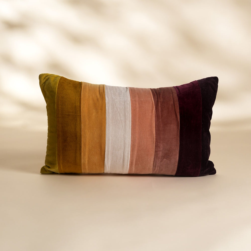 Multi Stripe Velvet Lumbar Cushion, View 2