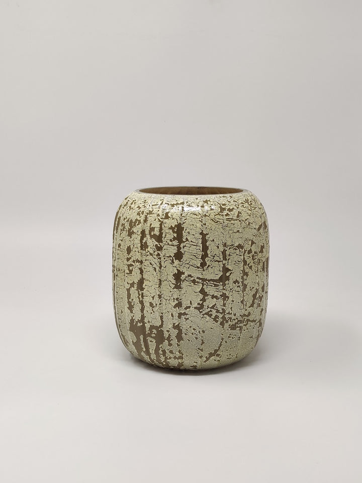 Expobazaar Crackled Brown Clay Glass Candle Holder