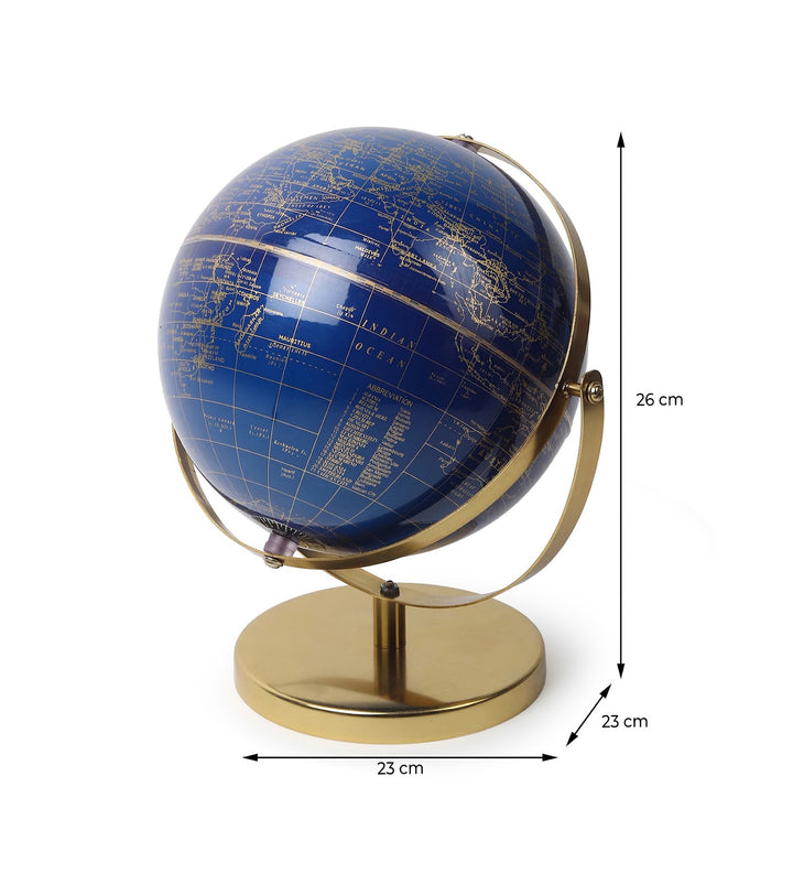 Navigator's Sphere Blue and Gold Antique Brass Globe view 3