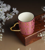 Love Quote Ceramic Coffee Mug with Gold Heart Handle Crush XOXO Mauve view 1