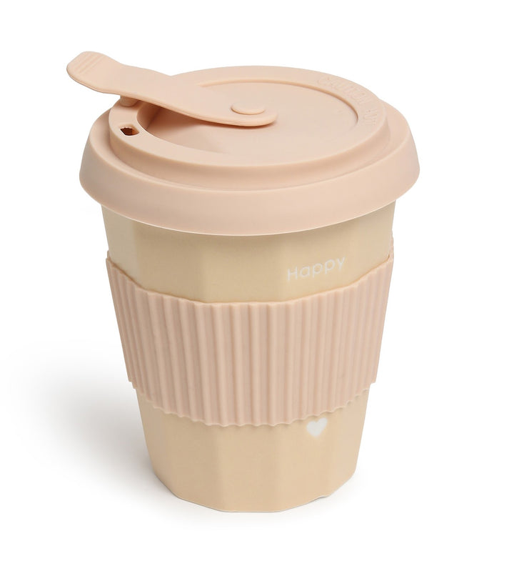 Milo Happy Ceramic Coffee Tumbler with Lid and Strap Beige view 5