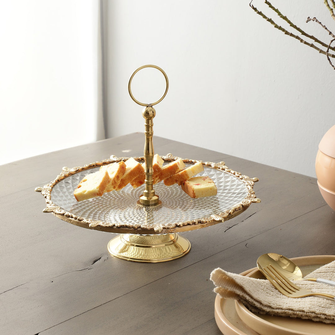Expobazaar Crystal Spike Cake Stand In gold