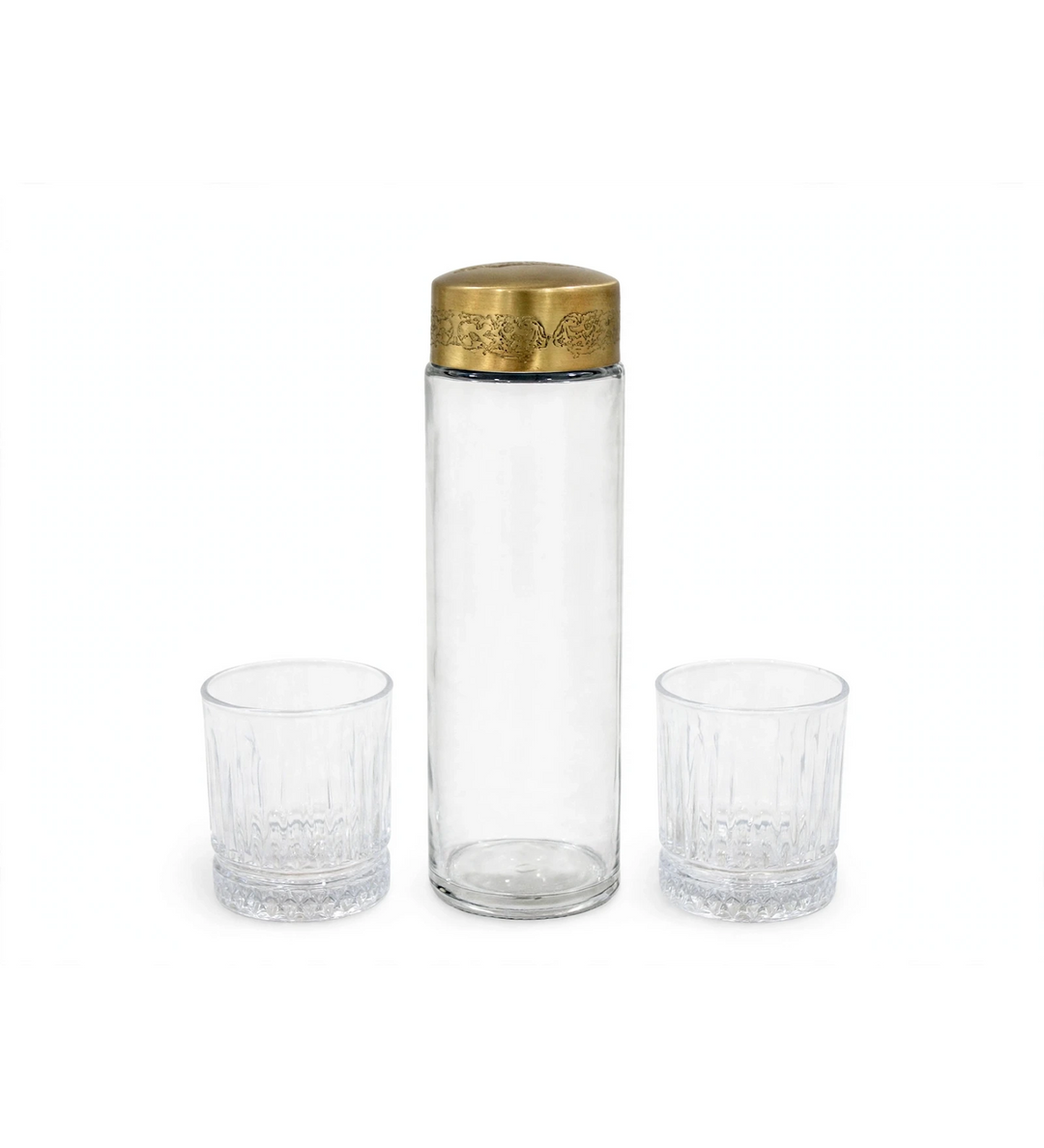 Elixir Prism Diamond Cut Glass Bottle and 2 Glasses Set view 3