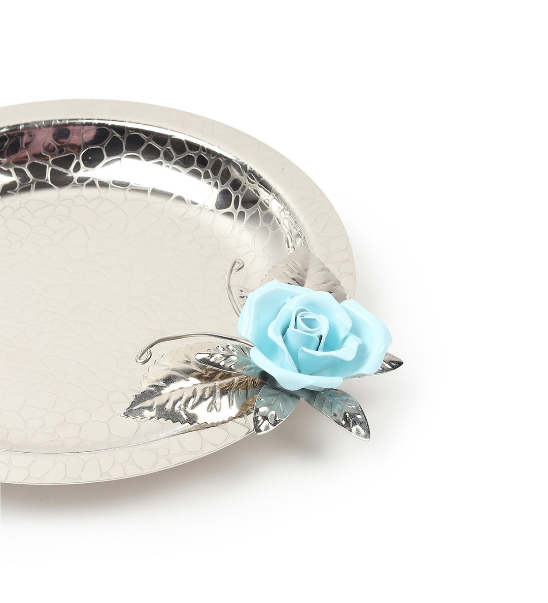 Petal Eclat Round Stainless Steel Serving Plate Blue view 6