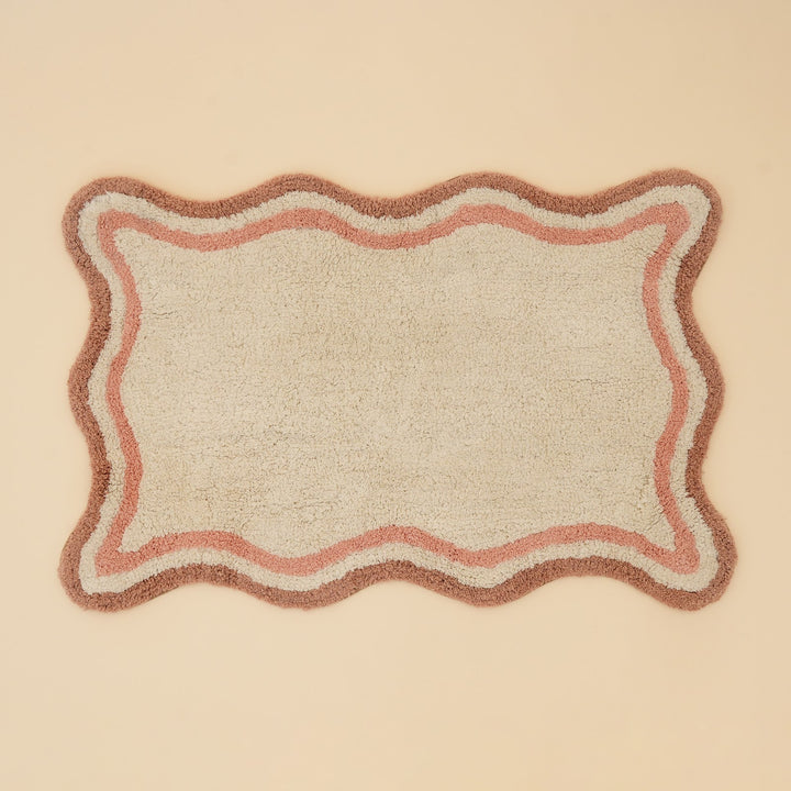 Pink Scalloped Border Cotton Bath Mat, View 3