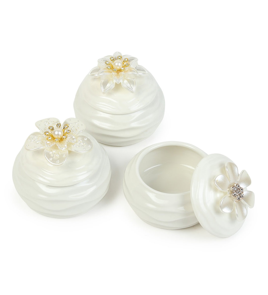 Laceflower Porcelain Trinket Box Set with Lace Petals view 6