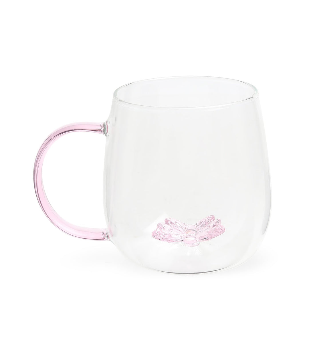 Titli Lyla Butterfly Glass Mug with Pink Handle view 4