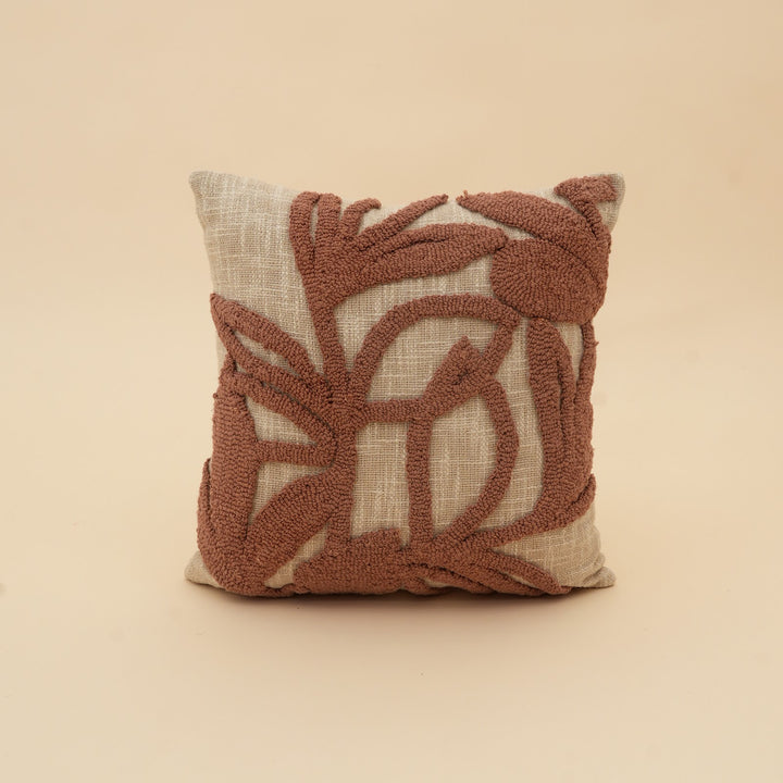 Copper Botanical Tufted Cotton Cushion, View 3