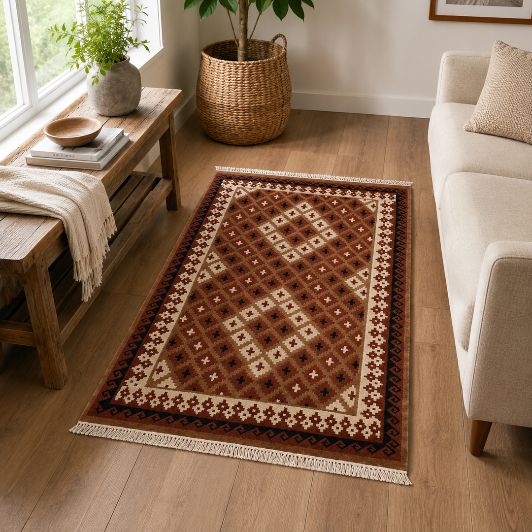 Multicolour Stripe Handwoven Wool Kilim Rug