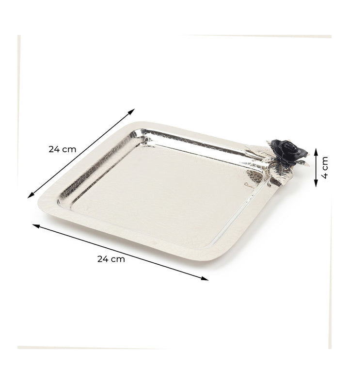 Petal Eclat Square Stainless Steel Serving Tray Black view 3