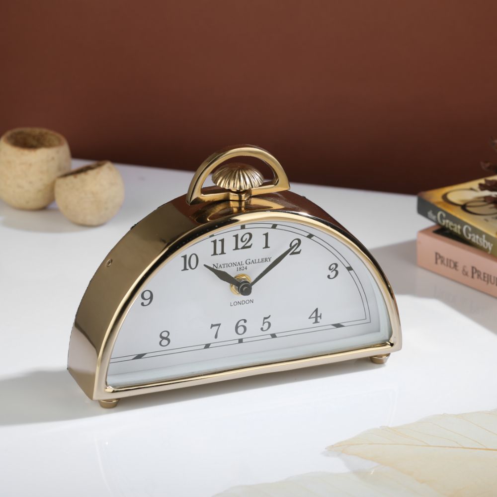 Expobazaar Luna Gold Aluminium Table Clock