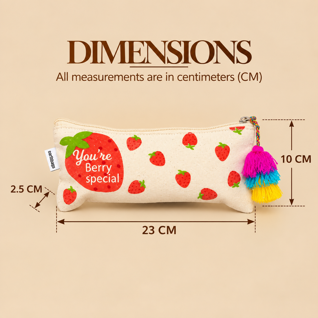 Strawberry Print Tassel Pencil Pouch, View 6