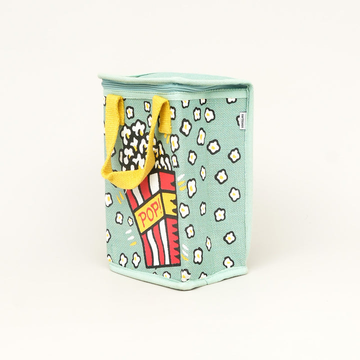 Insulated Jute Lunch Bag, Popcorn Print, View 3