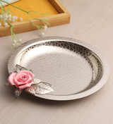 Petal Eclat Round Stainless Steel Serving Plate Pink view 1