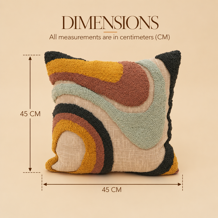 Abstract Wave Tufted Cushion, Multicolour
