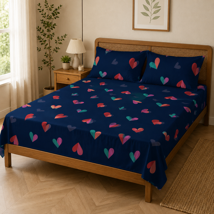 Kids Playful Heart Print Bedsheet