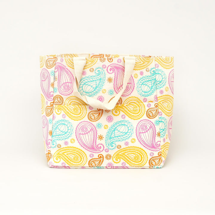 Multicolour Paisley Print Canvas Tote Bag, View 3
