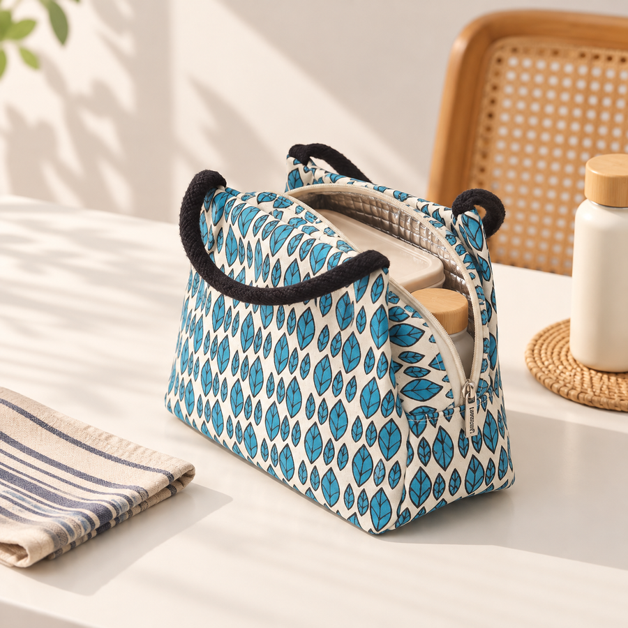 Thermal Insulated Lunch Tote, Leaf Print, View 6