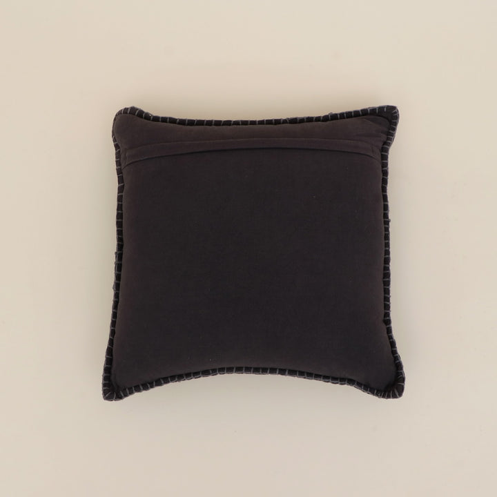 Charcoal Velvet Blanket Stitch Cushion, View 3
