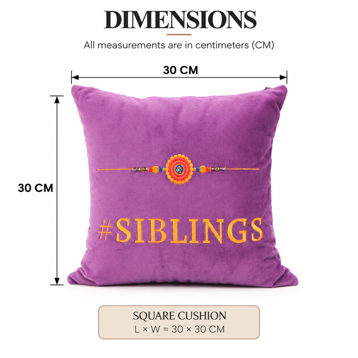 Rakhi Embroidered Velvet Cushion 30 cm, #SIBLINGS, view 5