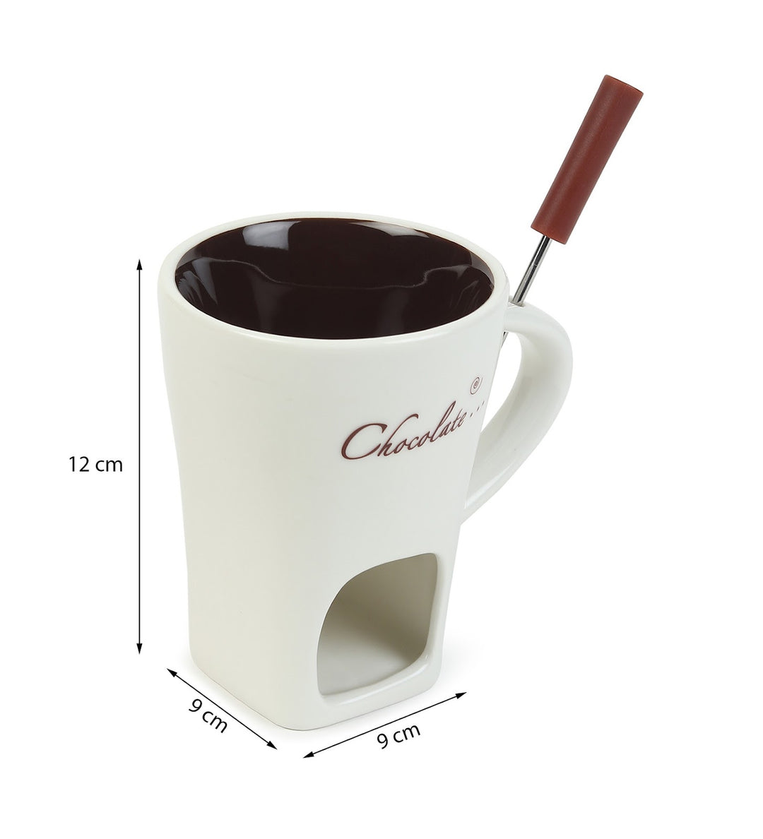 Choc Affair Ceramic Chocolate Fondue Cup with Candle Warmer White view 2