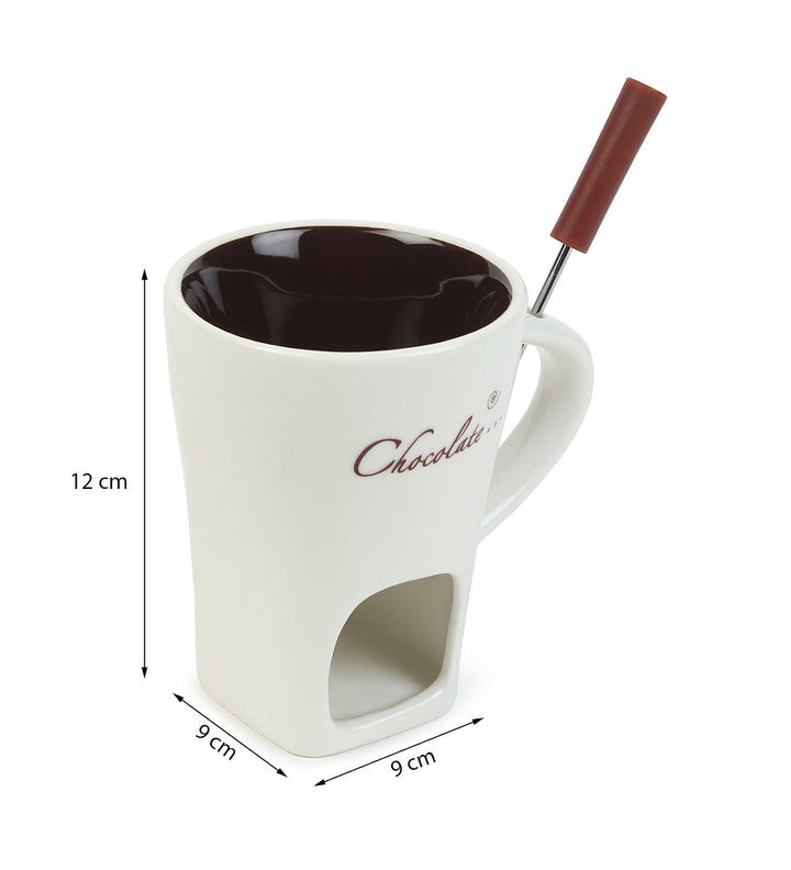 Choc Affair Ceramic Chocolate Fondue Cup with Candle Warmer White view 2