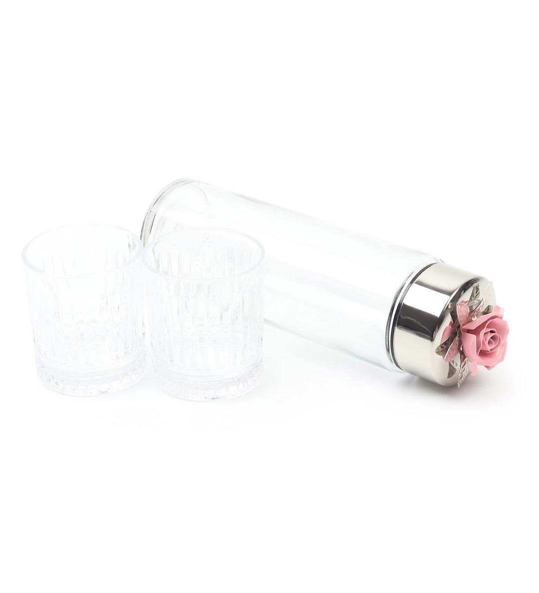 Petal Eclat Glass Water Bottle and Glass Set Pink view 4