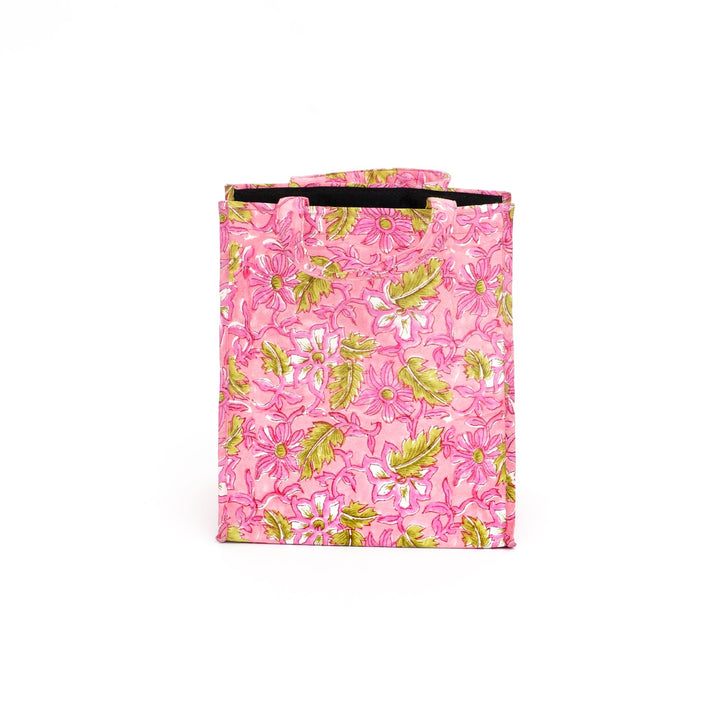 Insulated Cotton Lunch Bag Set of 2, Pink Paisley Floral, view 2