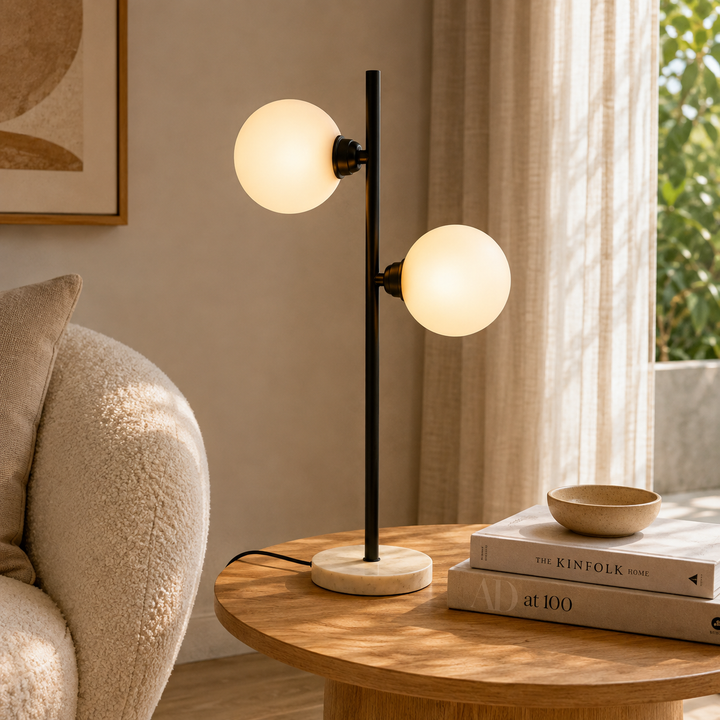 Marble & Glass Table Lamp for Living Room & Bedroom