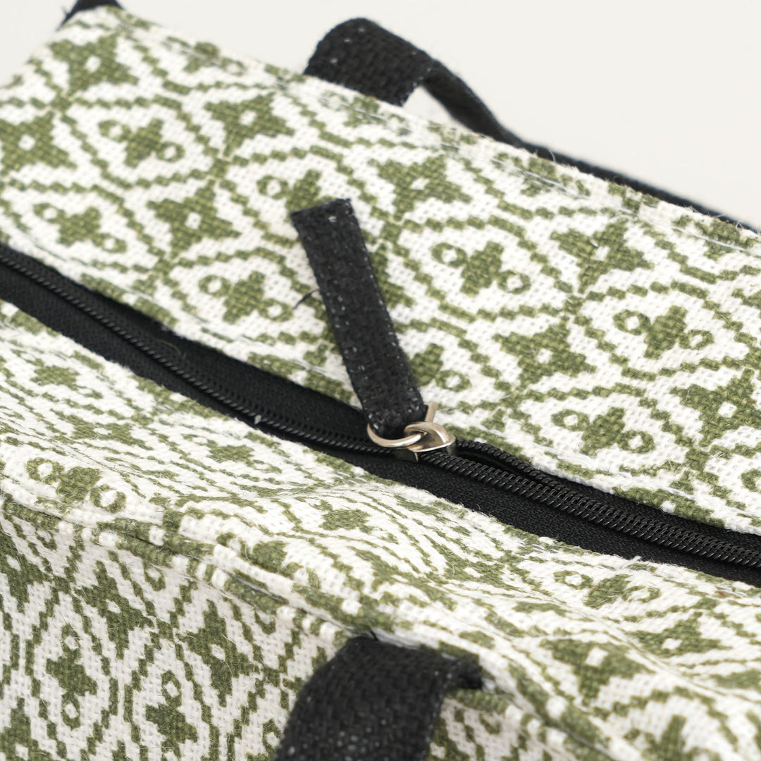 Express Jute Lunch Bag, Black and White Print, View 3
