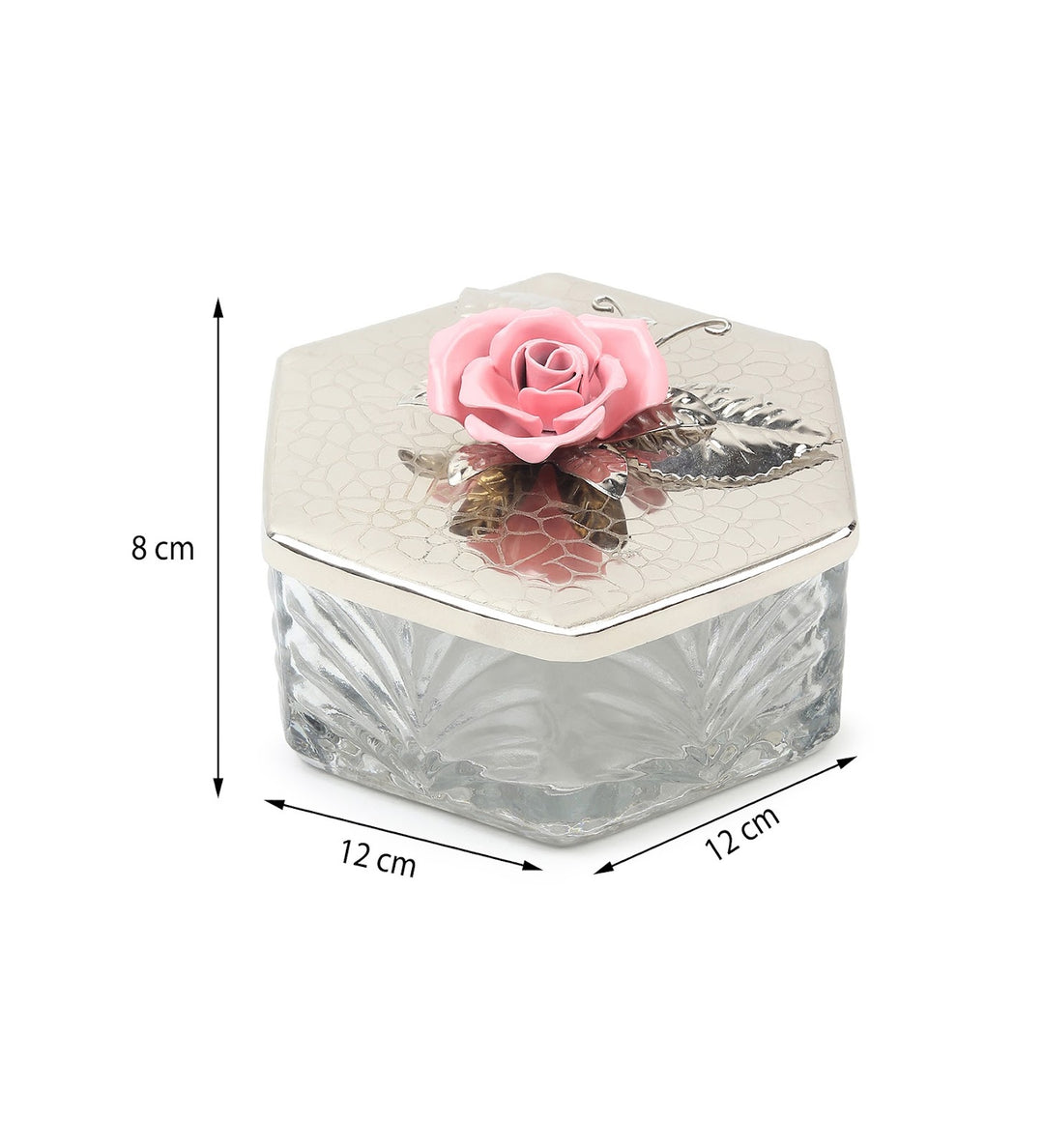 Petal Eclat Hexagon Trinket Box with Floral Bloom Accent Pink view 3