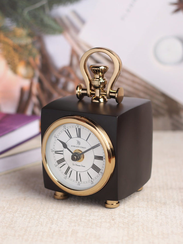 Expobazaar Chrono Cube Black Aluminium Table Clock