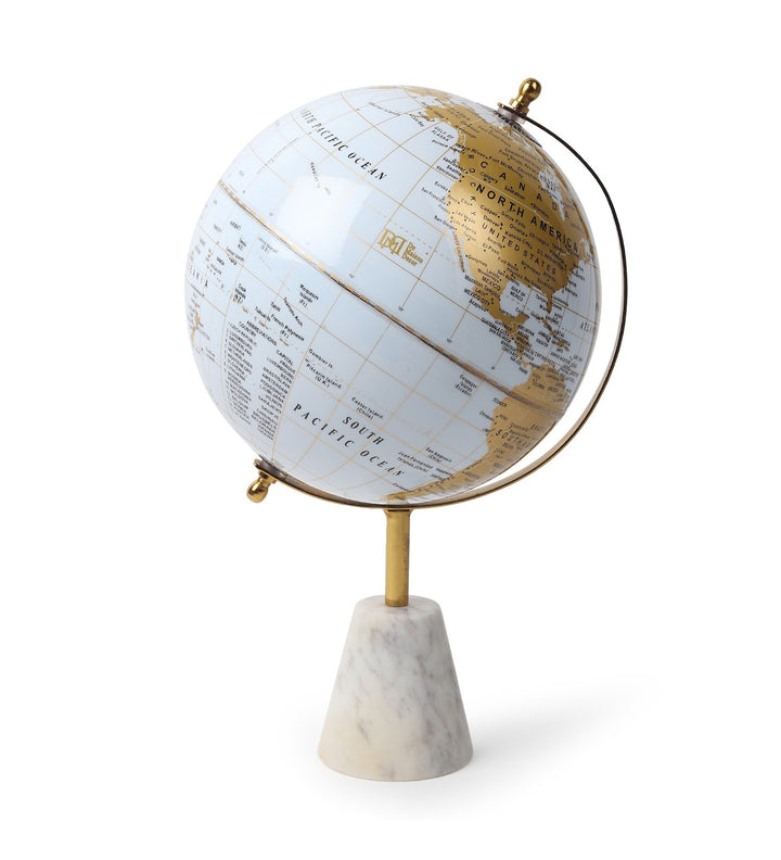 Aerion Ivory and Gold Decorative World Globe on Marble Base view 4