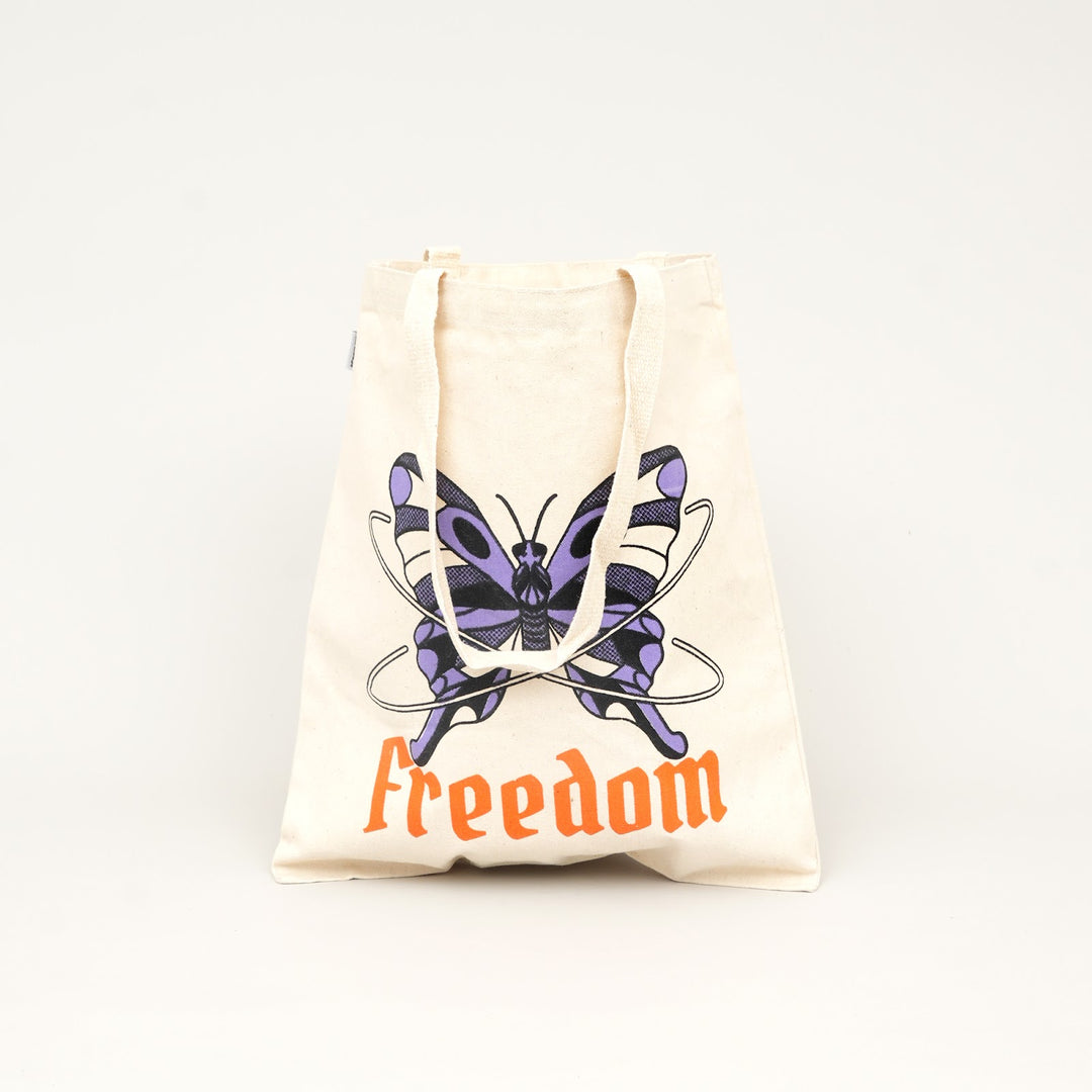 Butterfly Freedom Print Canvas Tote Bag, View 2
