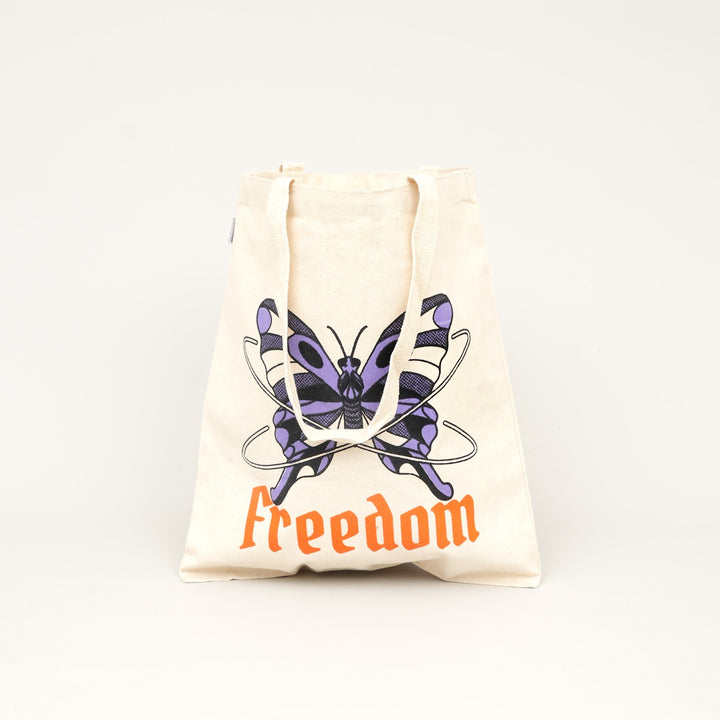Butterfly Freedom Print Canvas Tote Bag, View 2