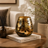 Antique Gold & Black Textured Decorative Vase for Home Decor