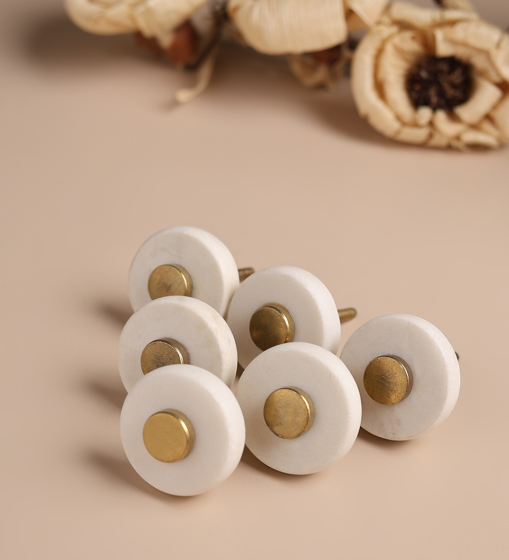 Orla Natural Marble Furniture Knobs Set of 6 view 2